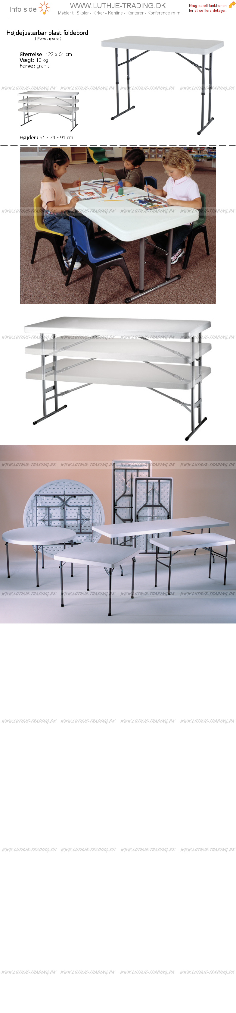 Plastborde Lifetime 122 x 61 cm.