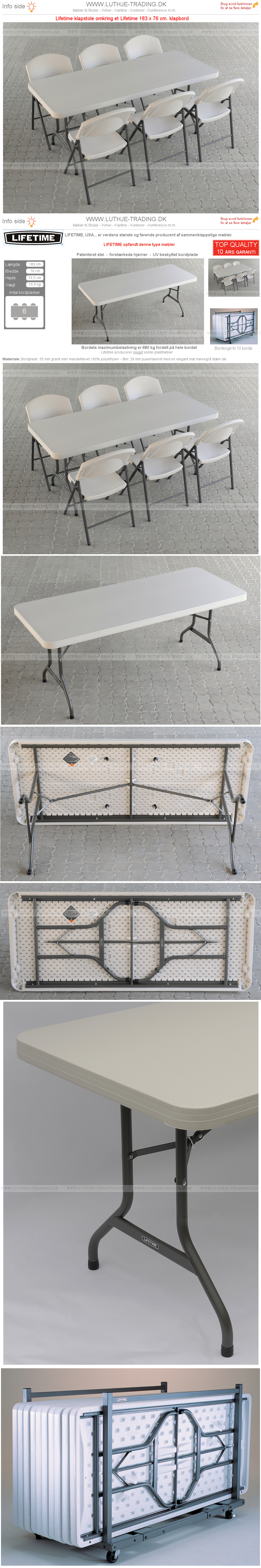 Plastbord Lifetime 183x76 cm. opstilling 4